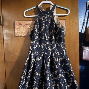 Altar’d State cold shoulder dress Navy and cream